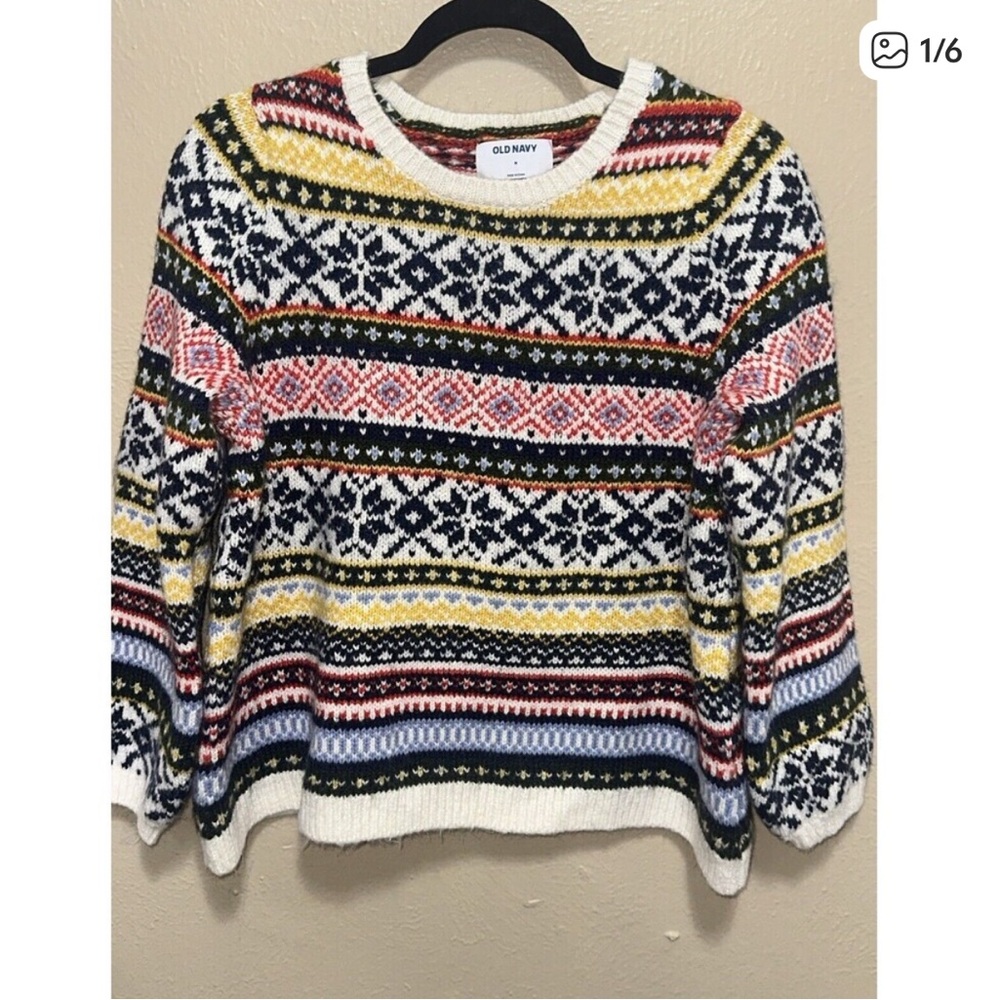 Old Navy Colorful Fair Isle Crew Neck Sweater